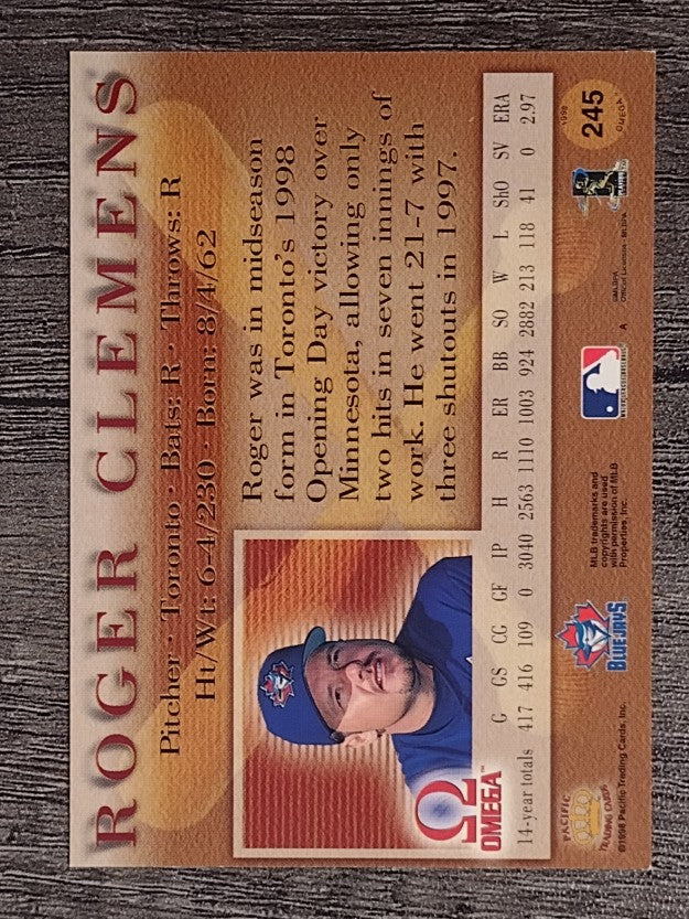 1998 Pacific Omega #245 Roger Clemens
