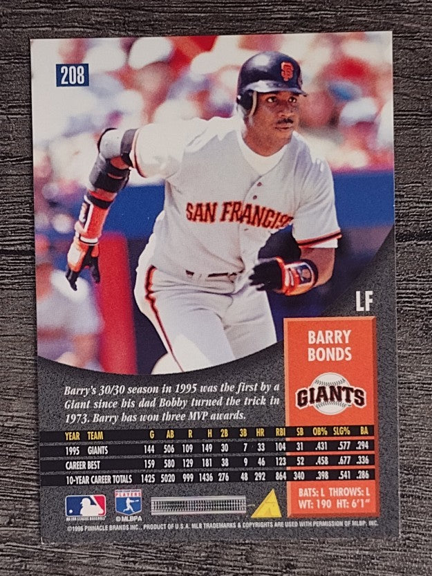1996 Pinnacle Foil #208 Barry Bonds
