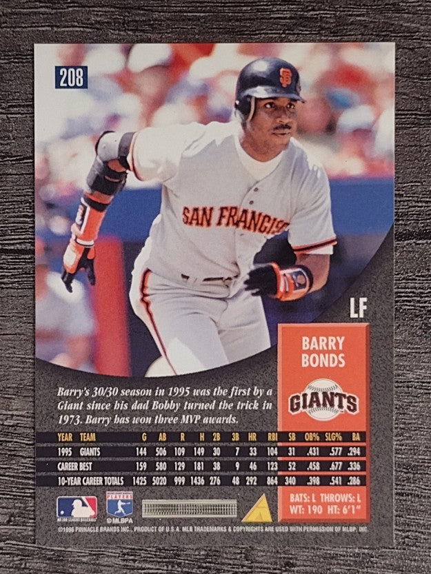 1996 Pinnacle #208 Barry Bonds