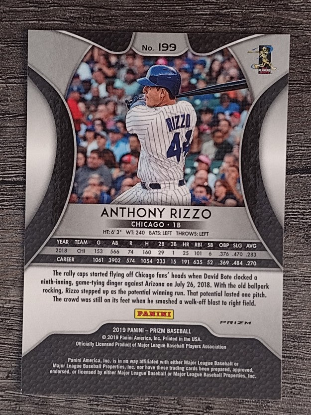 2019 Panini Prizm Prizms Blue #199 Anthony Rizzo