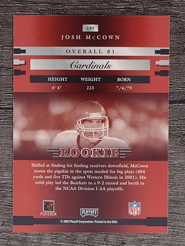 2002 Playoff Prestige #189 Josh McCown RC (NM)