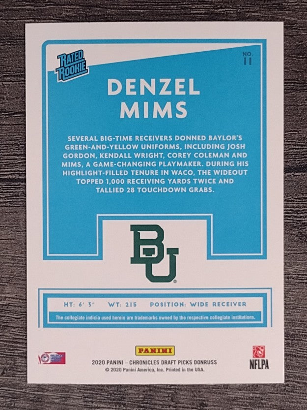 2020 Donruss Rated Rookies Draft Picks #11 Denzel Mims