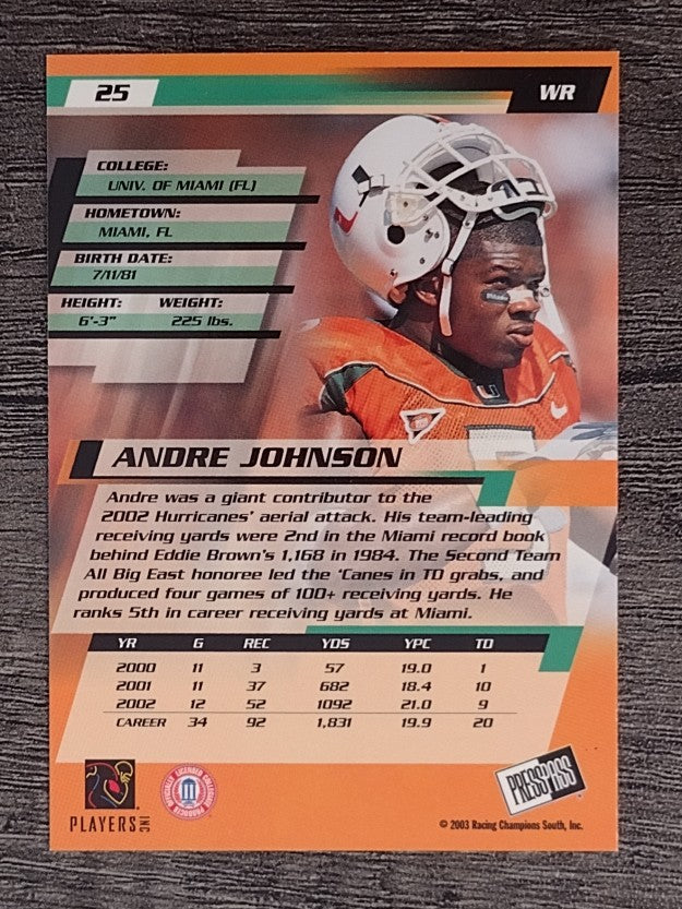 2003 Press Pass #25 Andre Johnson