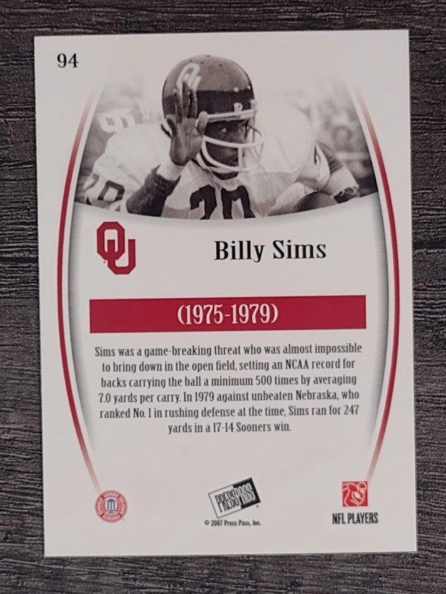 2007 Press Pass Legends #94 Billy Sims