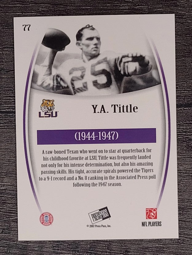 2007 Press Pass Legends #77 Y.A. Tittle