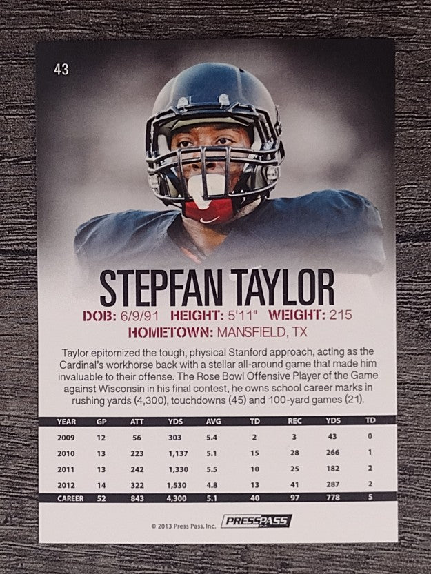 2013 Press Pass Gold #43 Stepfan Taylor