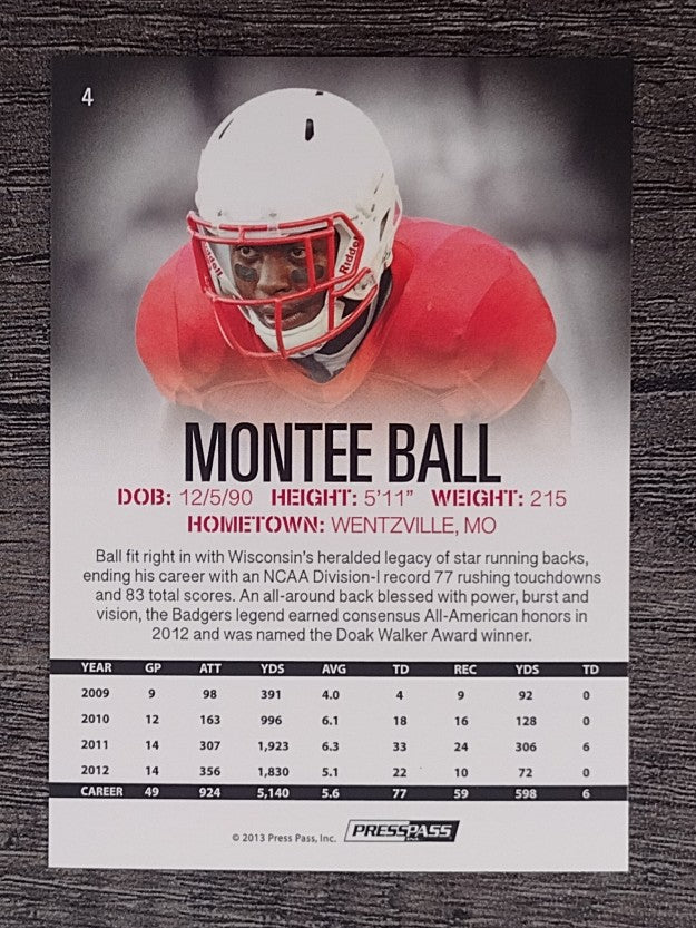 2013 Press Pass Gold #4 Montee Ball
