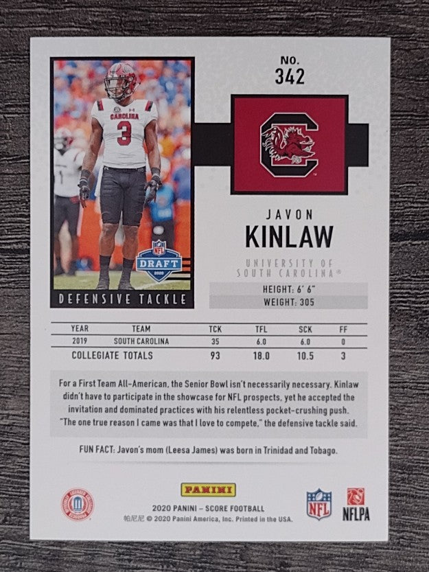 2020 Score #342 Javon Kinlaw RC