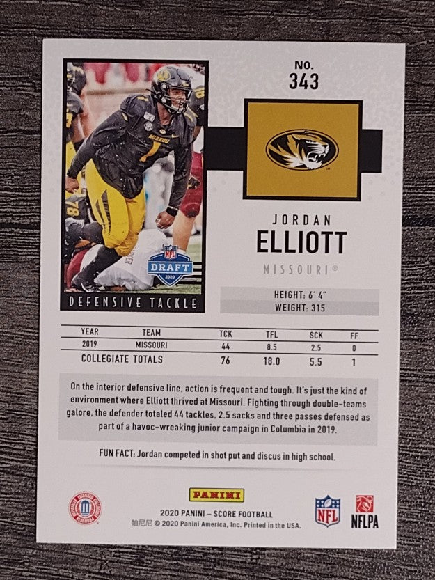 2020 Score #343 Jordan Elliott RC