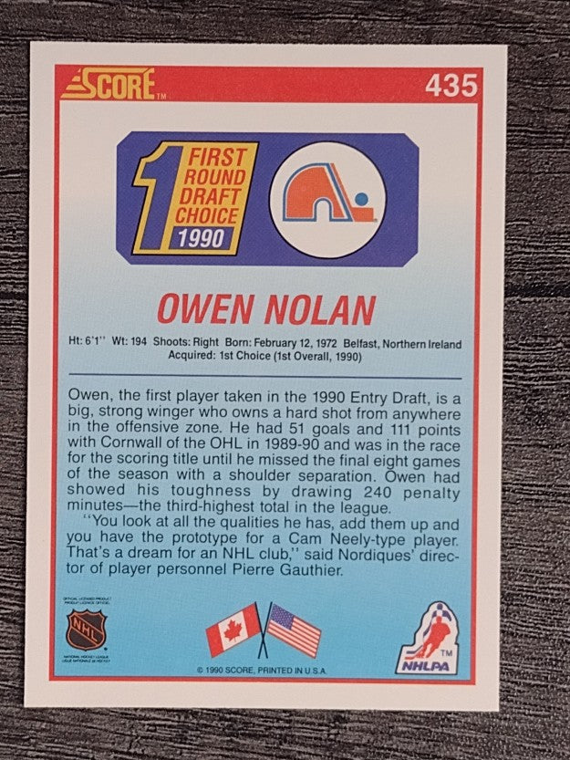 1990-91 Score #435 Owen Nolan RC
