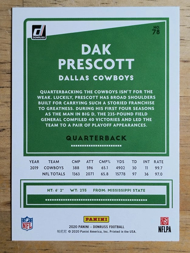 2020 Donruss #78A Dak Prescott