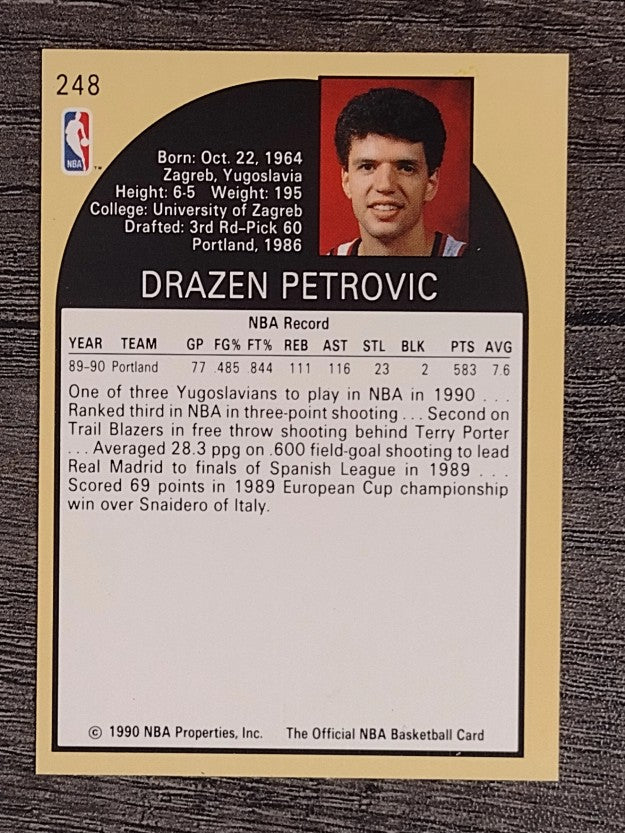 1990-91 Hoops #248 Drazen Petrovic RC (NM)