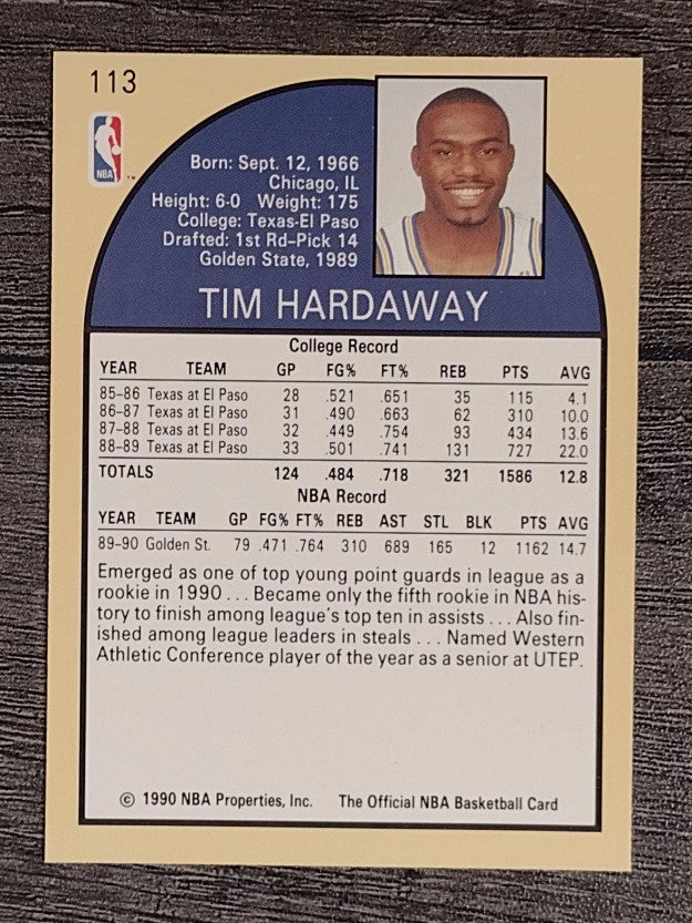 1990-91 Hoops #113 Tim Hardaway RC