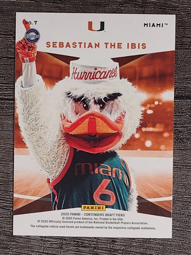 2020-21 Panini Contenders Draft Picks Mascots #7 Sebastian The Ibis