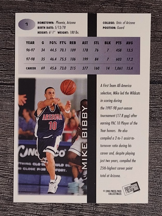1998 Press Pass In The Zone #1 Mike Bibby