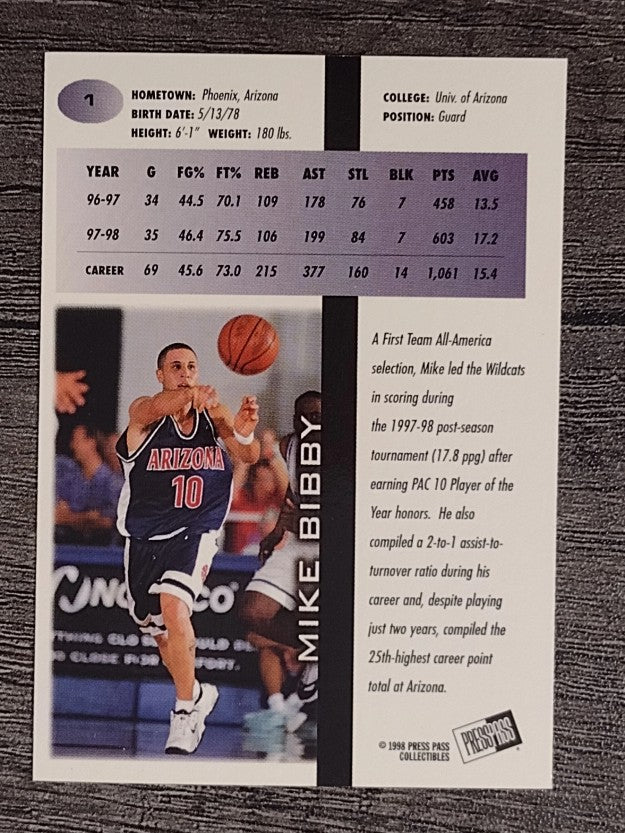 1998 Press Pass #1 Mike Bibby