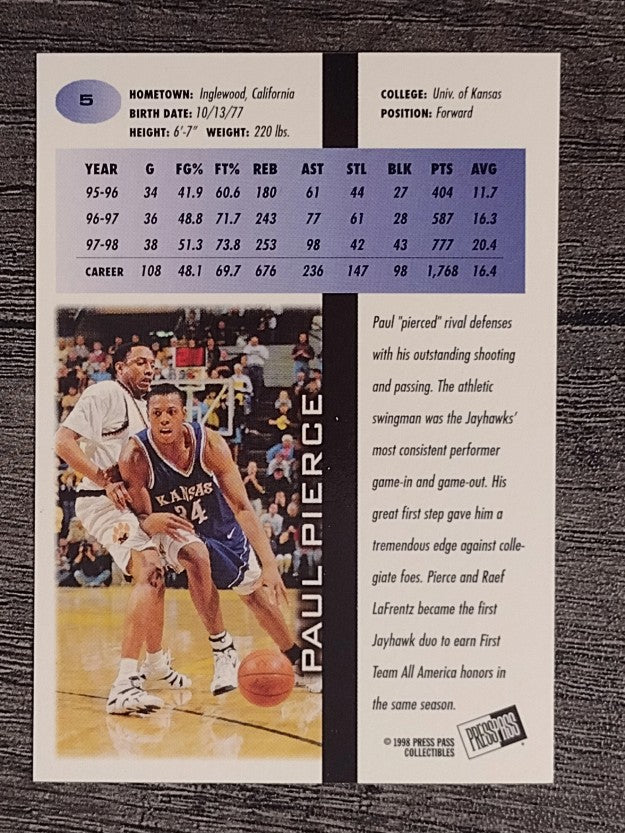 1998 Press Pass #5 Paul Pierce