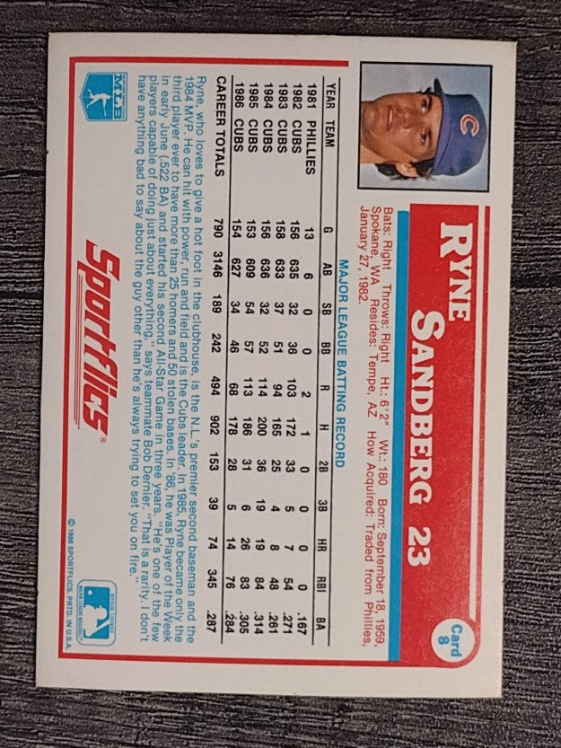 1987 Sportflics #8 Ryne Sandberg