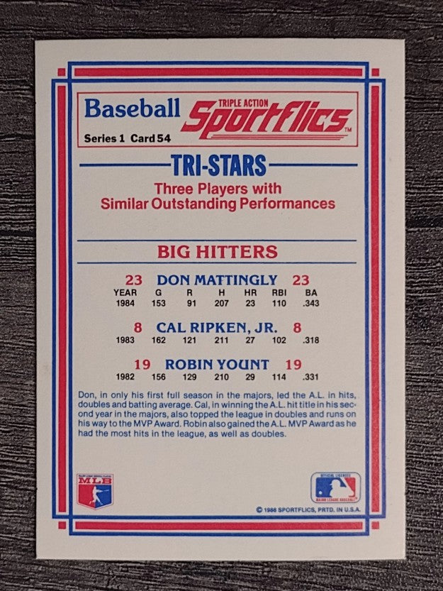 1986 Sportflics #54 Don Mattingly/Cal Ripken Jr./Robin Yount
