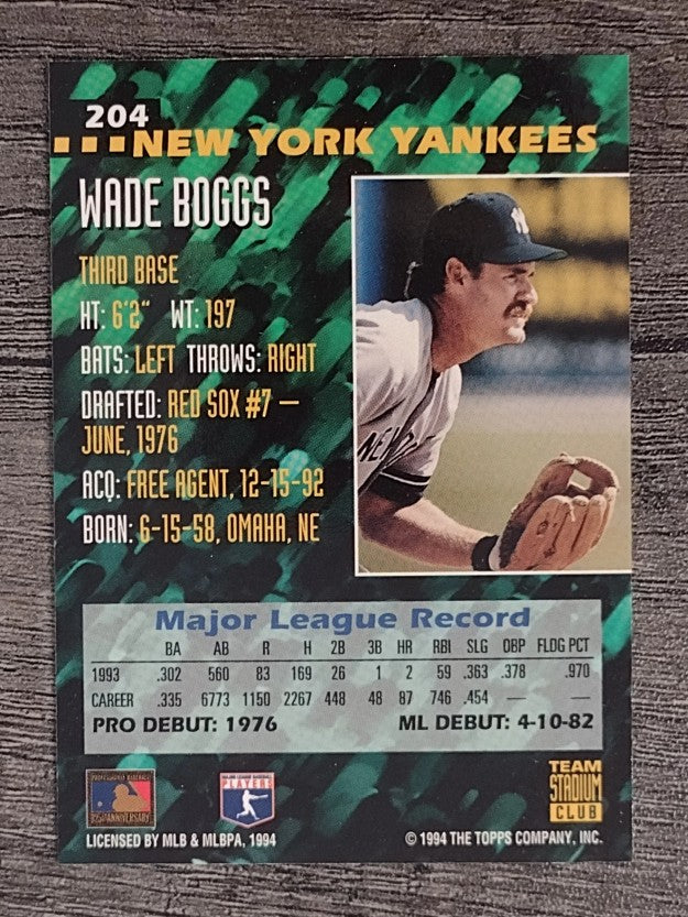 1994 Stadium Club Team #204 Wade Boggs