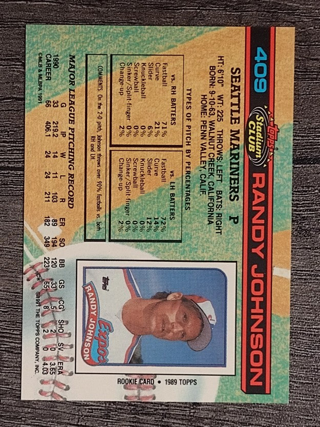 1991 Stadium Club #409 Randy Johnson