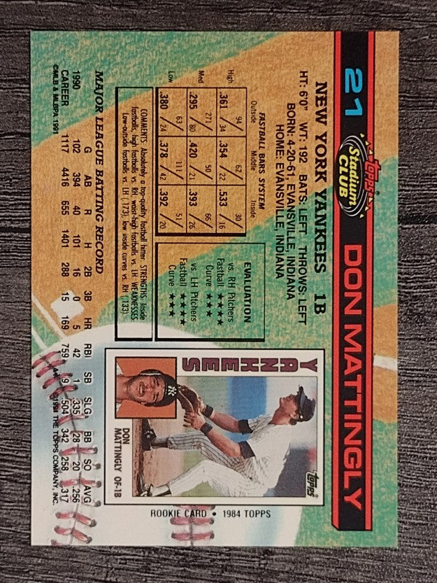 1991 Stadium Club #21 Don Mattingly