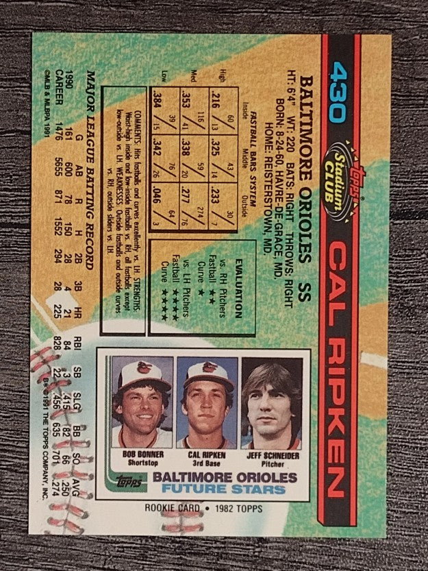 1991 Stadium Club #430 Cal Ripken