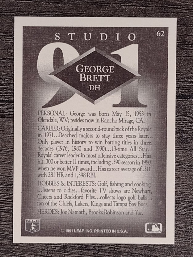 1991 Studio #62 George Brett