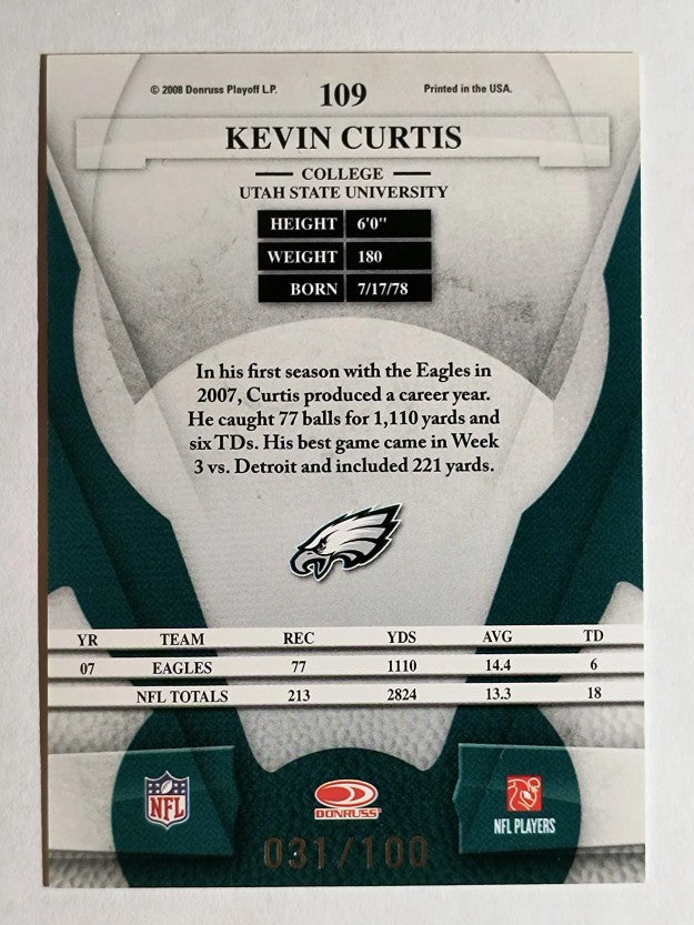 2008 Leaf Certified Materials Mirror Red #109 Kevin Curtis