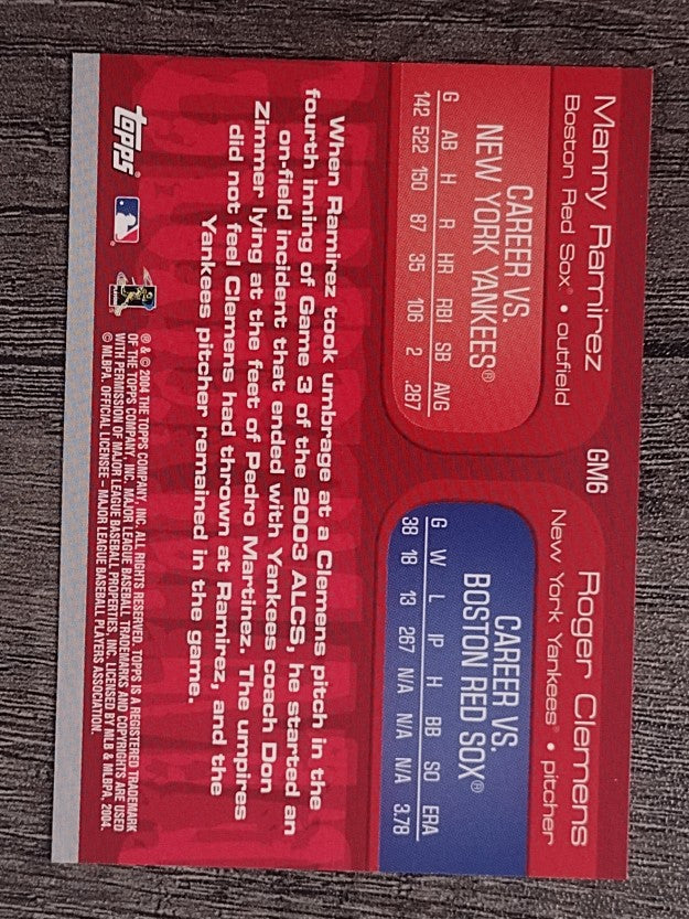 2005 Topps Grudge Match #6 Manny Ramirez/Roger Clemens