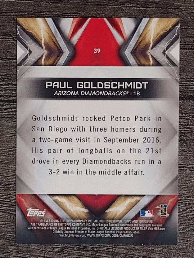 2017 Topps Fire Blue Chip #39 Paul Goldschmidt
