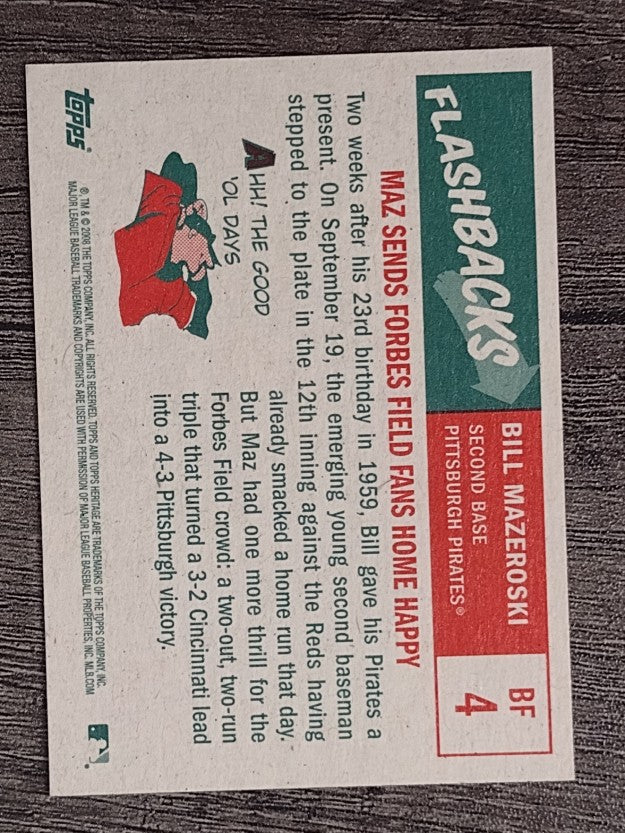 2008 Topps Heritage Baseball Flashbacks #BF4 Bill Mazeroski