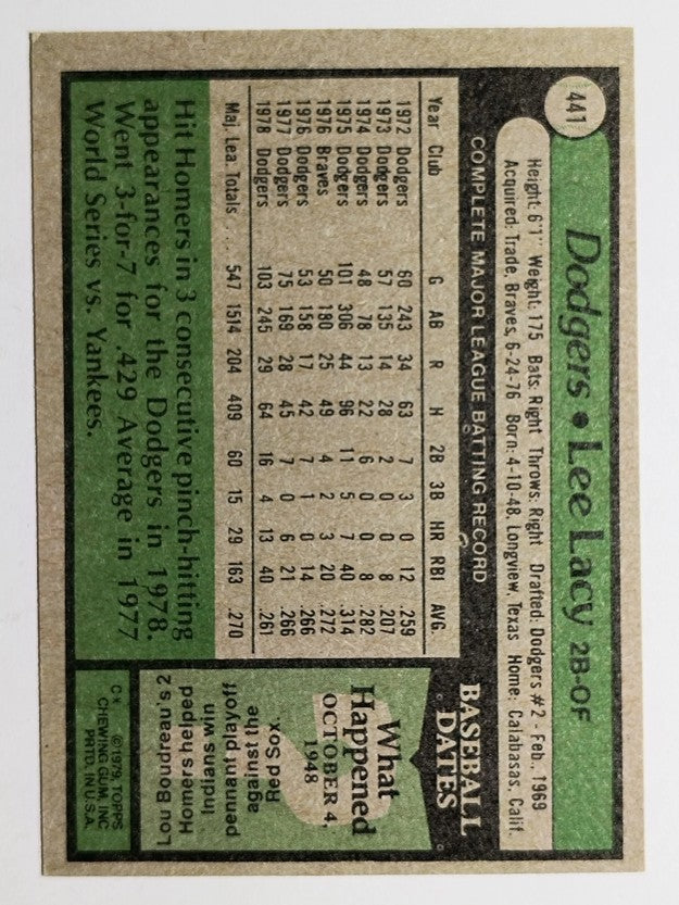 1979 Topps #441 Lee Lacy (EX)