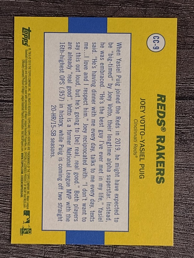 2019 Topps Heritage Combo Cards #CC9 Joey Votto/Yasiel Puig