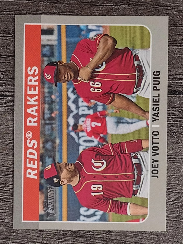 2019 Topps Heritage Combo Cards #CC9 Joey Votto/Yasiel Puig