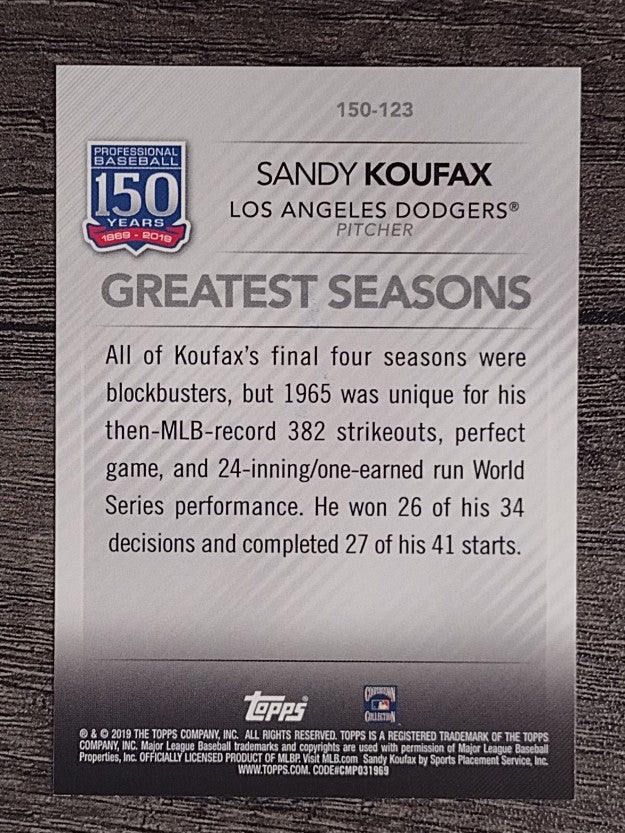 2019 Topps 150 Years of Professional Baseball #150123 Sandy Koufax