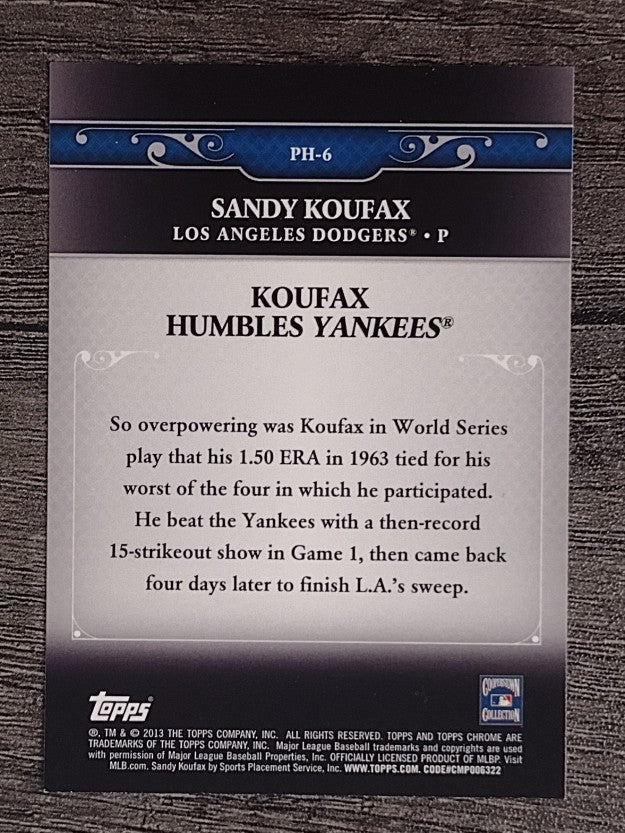 2013 Topps Update Postseason Heroes #6 Sandy Koufax