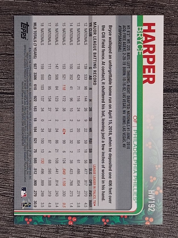 2019 Topps Walmart Holiday #HW192 Bryce Harper
