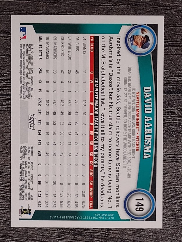2011 Topps Diamond Anniversary #149 David Aardsma