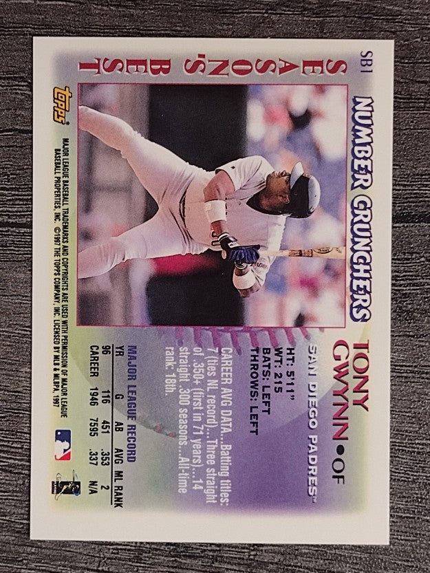 1997 Topps Season's Best #SB1 Tony Gwynn