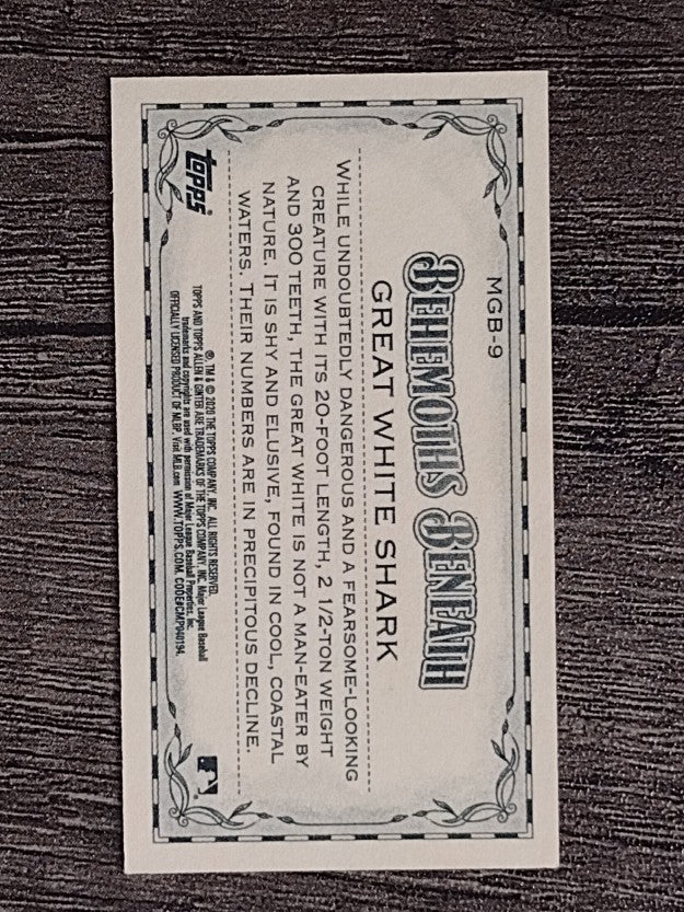 2020 Topps Allen and Ginter Mini Behemoths Beneath #MGB9 Great White Shark