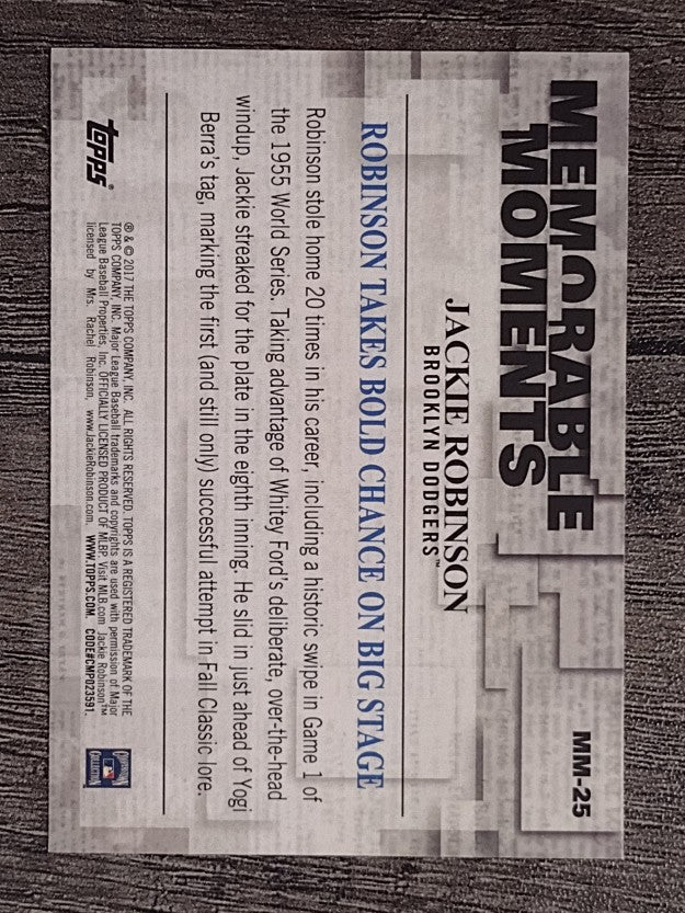 2017 Topps Memorable Moments #MM25 Jackie Robinson