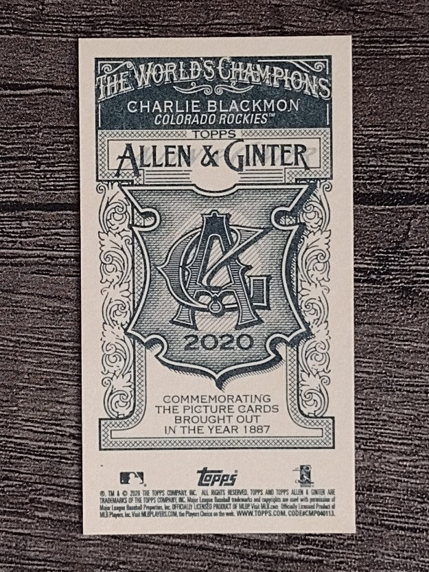 2020 Topps Allen and Ginter Mini No Number #250 Charlie Blackmon