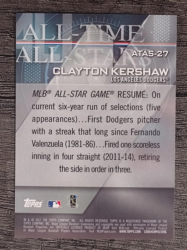 2017 Topps All Time All Stars #ATAS27 Clayton Kershaw