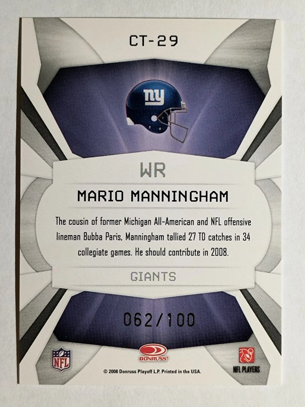 2008 Leaf Rookies and Stars Crosstraining Black #29 Mario Manningham