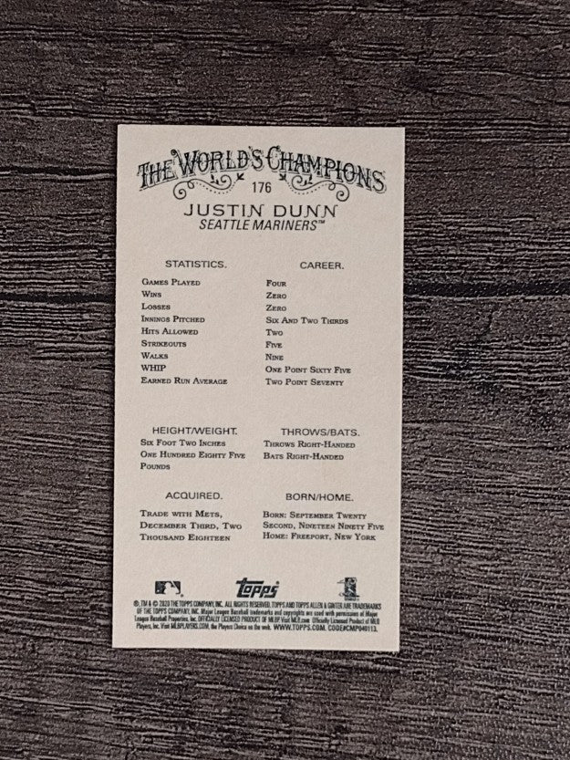 2020 Topps Allen and Ginter Mini Gold Border #176 Justin Dunn
