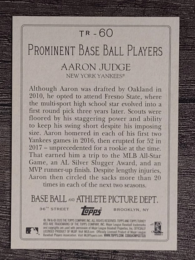 2020 Topps Turkey Red '20 #TR60 Aaron Judge