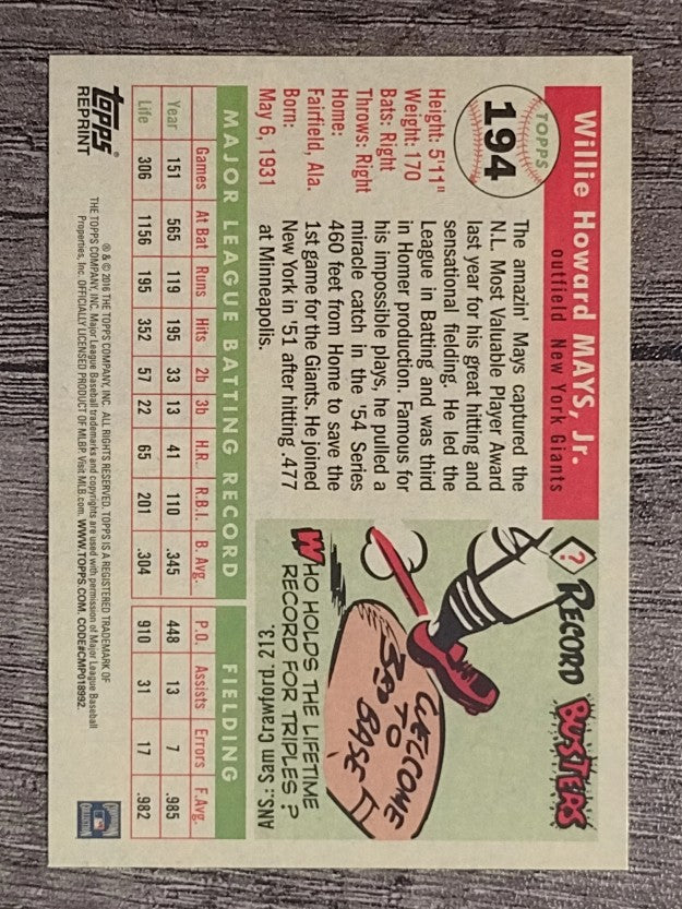 2016 Topps Celebrating 65 Years #651955 Willie Mays