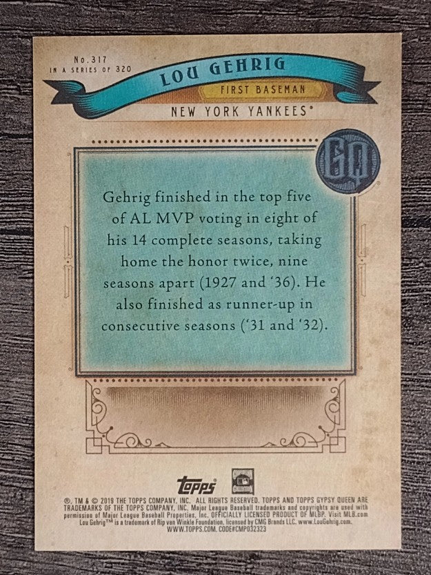 2019 Topps Gypsy Queen #317 Lou Gehrig SP