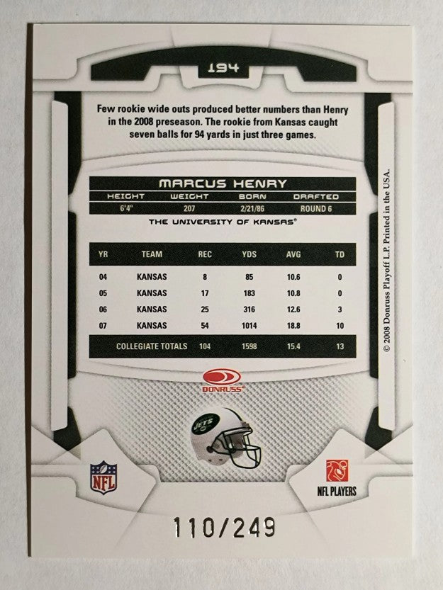 2008 Leaf Rookies and Stars Longevity Parallel Silver #194 Marcus Henry